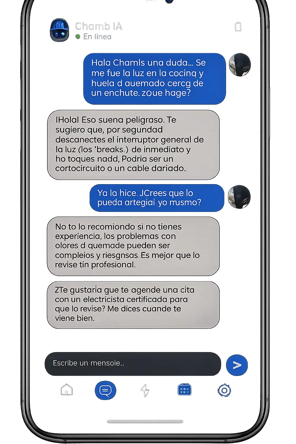 Pantalla del chat del Asistente Gixt IA dentro de la app